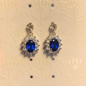 Sapphire Oval Sterling Silver Earrings